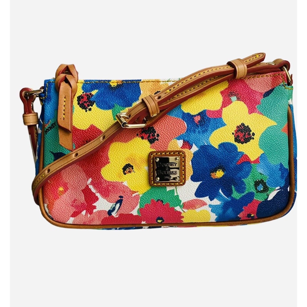 NEW Dooney & Bourke Lexi Small floral watercolor Leather crossbody Bag